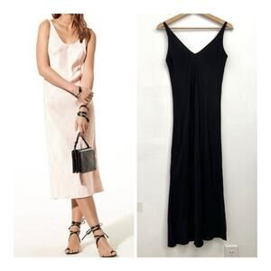 Babaton Kilroy Satin Midi Slip Dress Bias Cut V-Neck Minimalist 90s Chic - Small